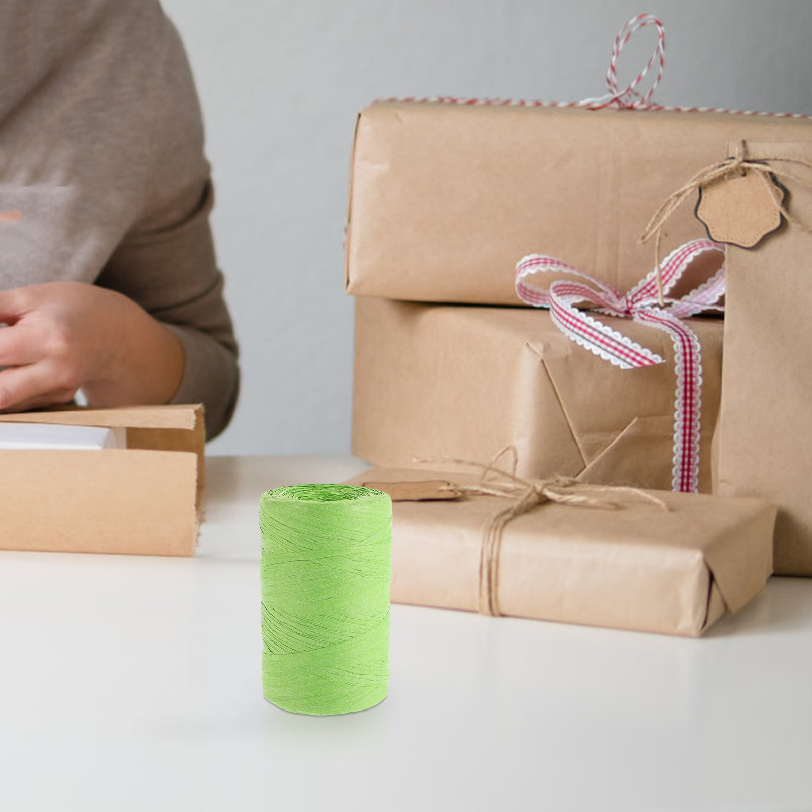 Papercraft Supply Ribbon - ริบบิ้นกระดาษราฟเฟียสีสันสดใสสำหรับห่อช่อดอกไม้ ตกแต่งของขวัญ อุปกรณ์งานฝีมือ DIY สำหรับงานคริสต์มาส