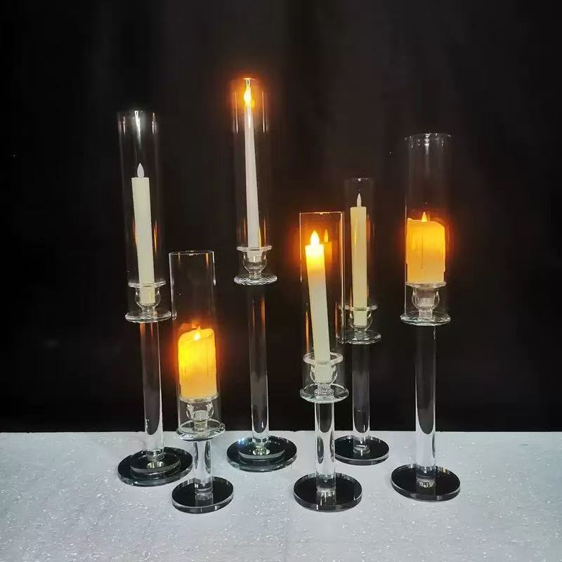 Centerpiece Vase Tall - ของตกแต่งงานปาร์ตี้ แจกันดอกไม้คริสตัลทรงสูง ขาตั้งดอกไม้โลหะสีทองเงินสำหรับตกแต่งโต๊ะงานแต่งงาน