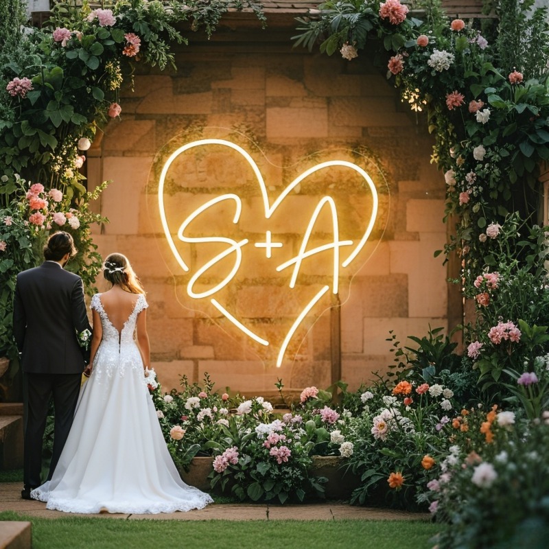 Wedding Led - CUSTOM Initials หัวใจ LED Neon Sign,