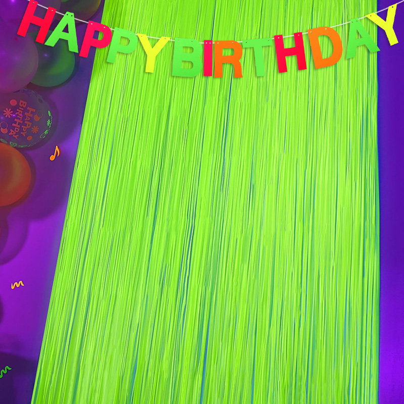 Wedding Backdrop Curtain - Glow Party นีออนฟอยล์ Fringe ผ้าม่านฉากหลัง Happy