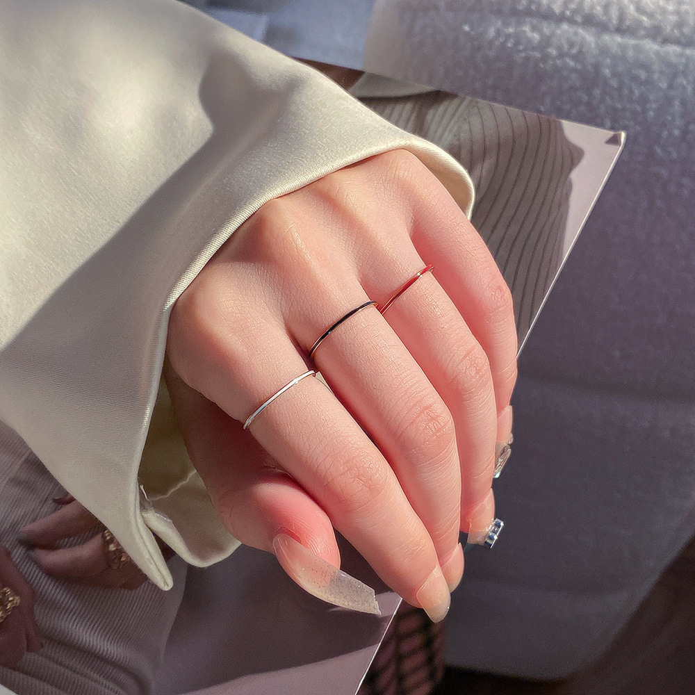 Wedding Zone - ไทเทเนียมเหล็ก Rose Gold สี 1 มม.แหวนผู้หญิงหาง