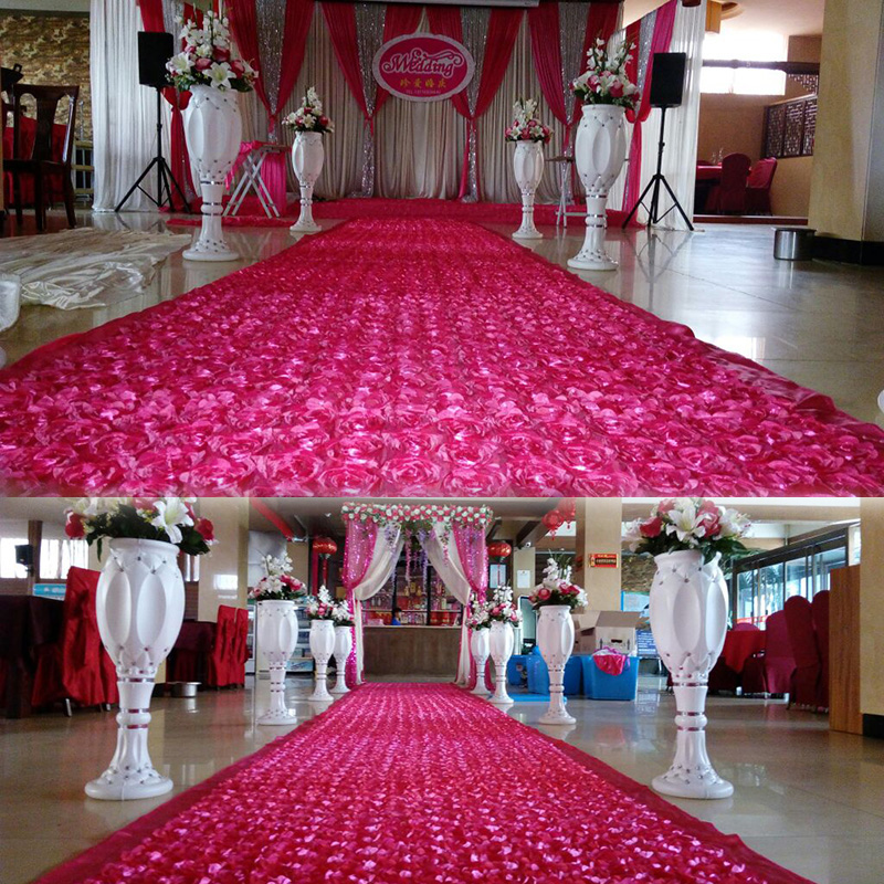 Wedding Backdrop Curtain - ผ้าซาติน 10 หลา ลายดอกกุหลาบ 3 มิติ