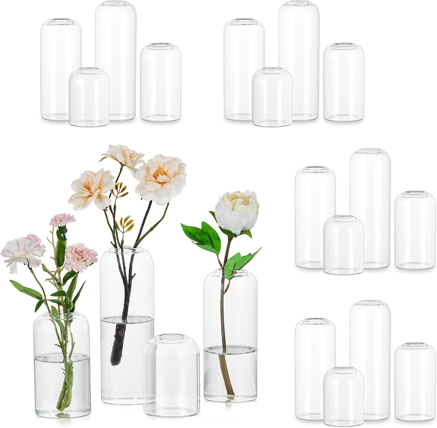 Centerpiece Vase Tall - แจกันแก้ว Hewory สำหรับดอกไม้: แจกันใสขนาดเล็กสไตล์โมเดิร์น 20 ชิ้น