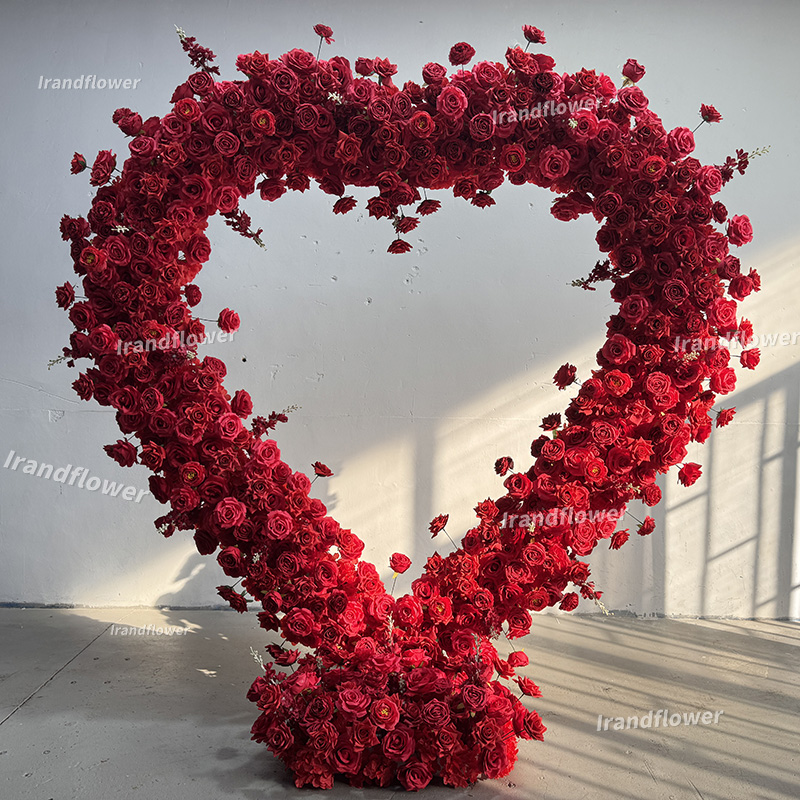 Wedding Arch Flower - ดอกไม้ประดิษฐ์รูปโค้งหัวใจสีแดง สำหรับตกแต่งงานรับปริญญา วันแม่ อีสเตอร์ คริสต์มาส ปีใหม่