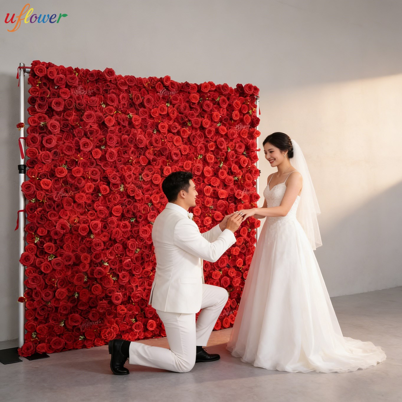 ผนังดอกกุหลาบแดงประดิษฐ์ Uflow - Wedding Backdrop Curtain บทวิจารณ์และราคา