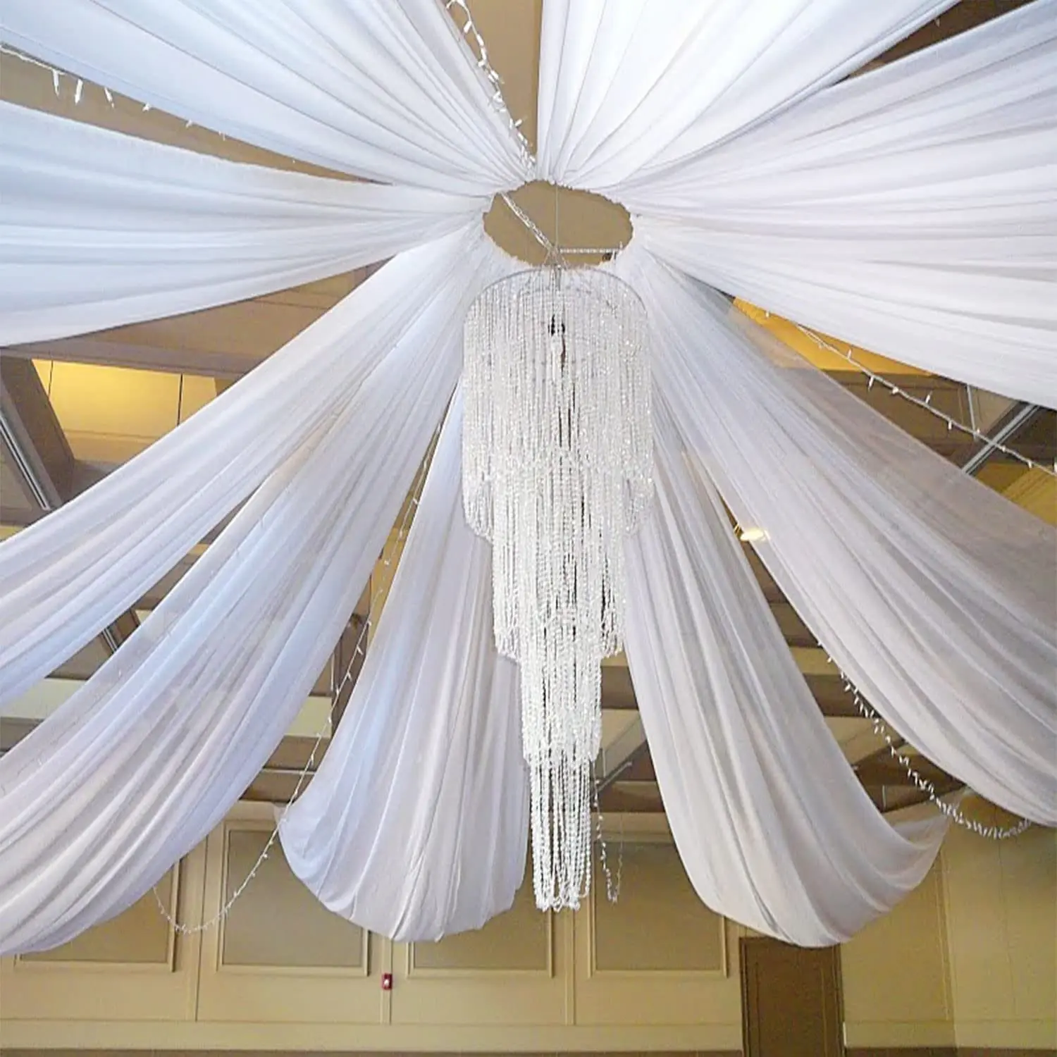 ชุดแต่งงานสีขาวเพดานผ้าม่านหลั - Wedding Backdrop Curtain บทวิจารณ์และราคา