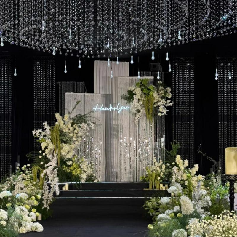 งานแต่งงาน Hollow คริสตัล Stri - Wedding Backdrop Curtain บทวิจารณ์และราคา