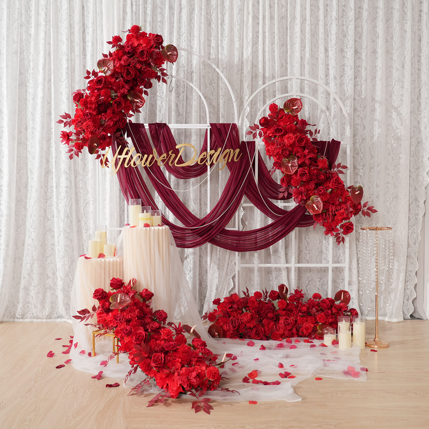ซุ้มดอกไม้สีแดงสำหรับตกแต่งงาน - Wedding Arch Flower บทวิจารณ์และราคา