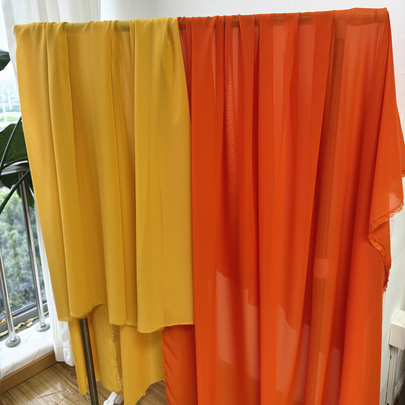 ผ้าชิฟฟ่อนสีเหลืองสีส้มสำหรับเ - Wedding Backdrop Curtain บทวิจารณ์และราคา