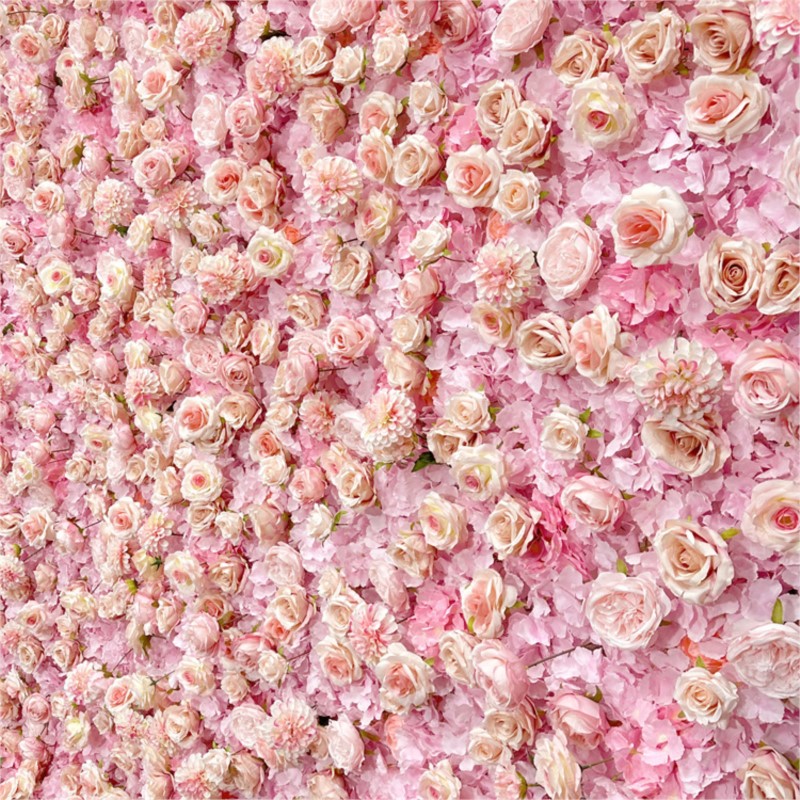 ผนังดอกไม้ผ้าไฮเดรนเยียสีชมพูย - Wedding Backdrop Curtain บทวิจารณ์และราคา