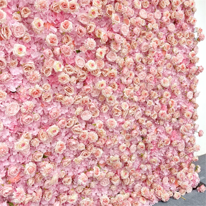 ผนังดอกไม้ผ้าไฮเดรนเยียสีชมพูย - Wedding Backdrop Curtain บทวิจารณ์และราคา