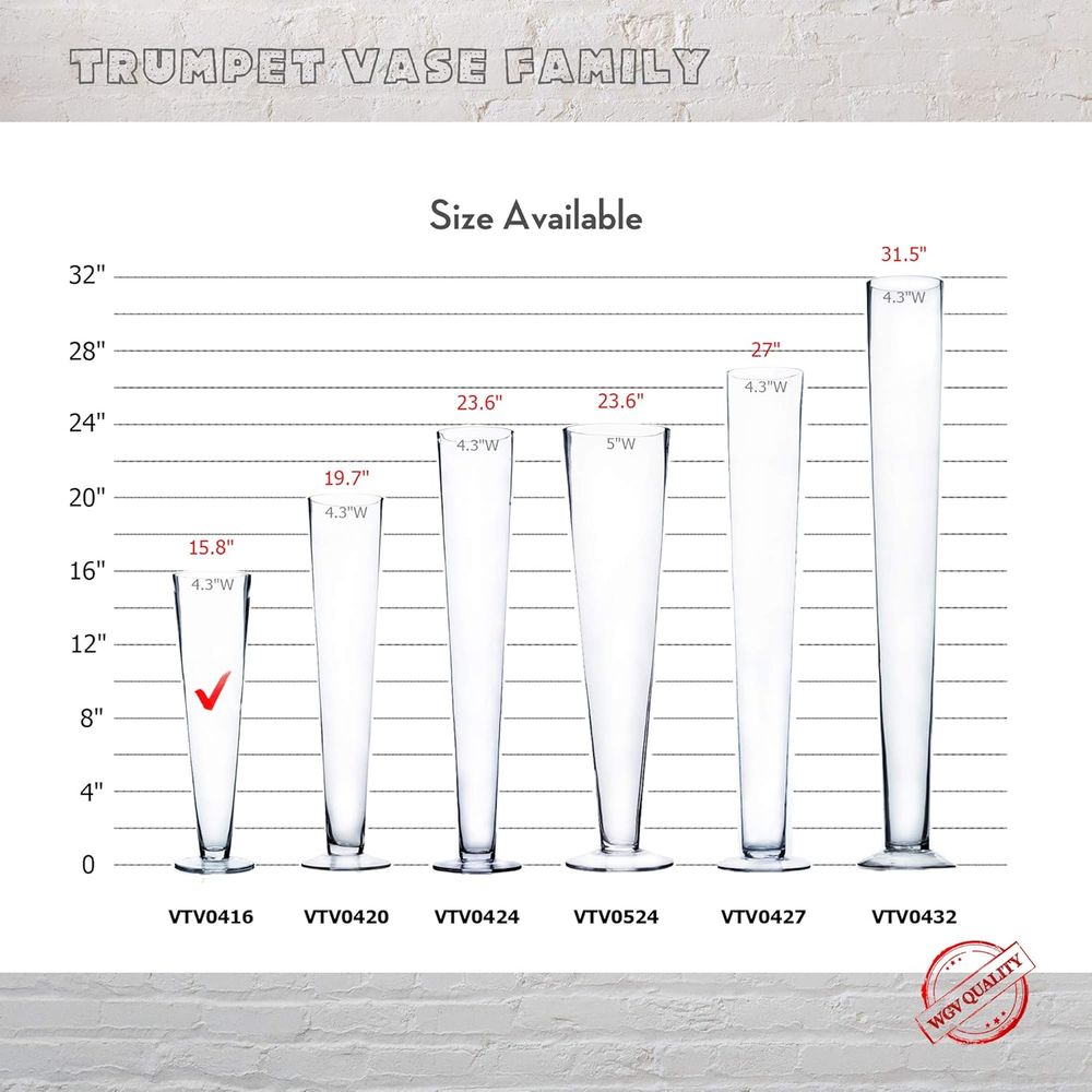 แจกันแก้วทรงทรัมเป็ต WGV แบบขา - Centerpiece Vase Tall บทวิจารณ์และราคา